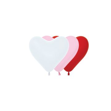 Sempertex, Heart Balloon, 15 cm, LOVE Mix, 50 Pieces