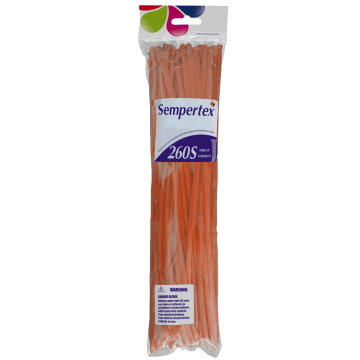 Sempertex - 260 Nozzle Up - ORANGE - Modelling Balloons (50 pieces)