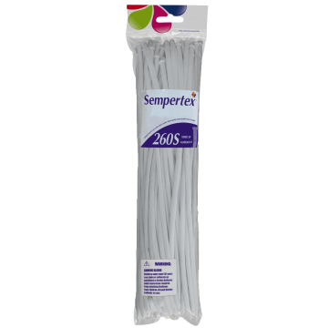 Sempertex - 260 Nozzle Up - WHITE - Modelling Balloons (50 pieces)